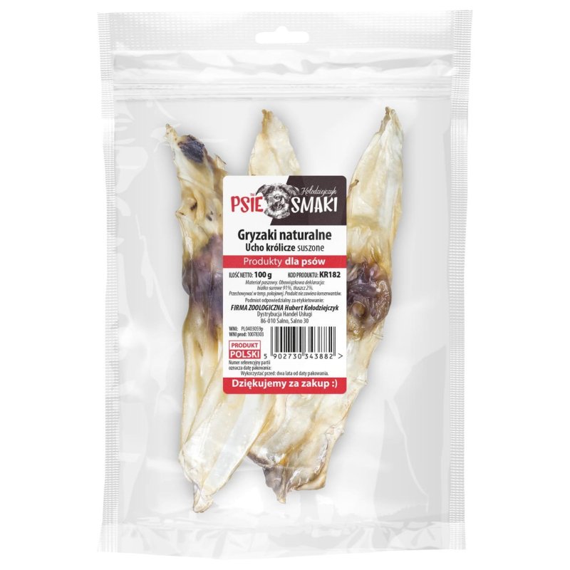 Ucho Królicze Ciemne suszone 100g