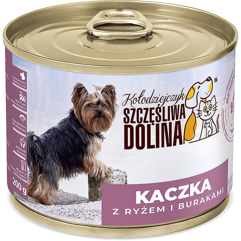 Szczęśliwa Dolina Kaczka z ryżem i burakami 87% 200g karma mokra