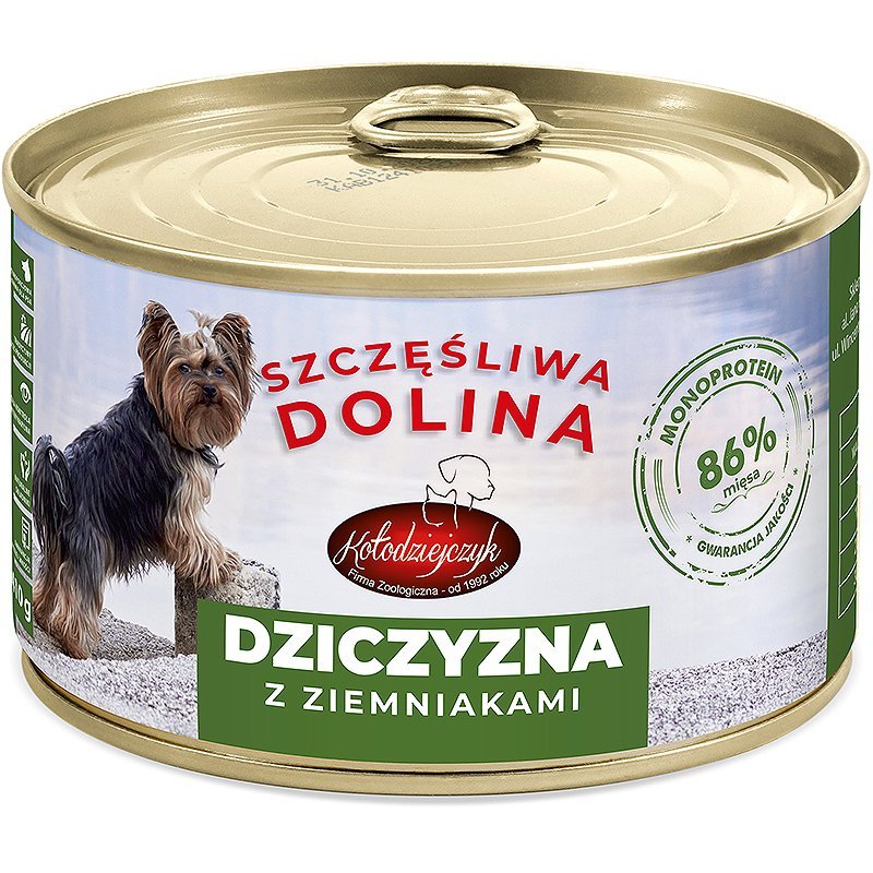 Szczęśliwa Dolina Dziczyzna z ziemniakami 86% 410g karma mokra