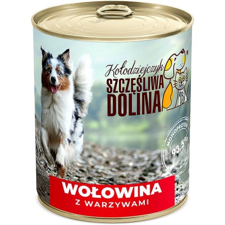 Szczęśliwa Dolina Wołowina z warzywami 93,5% 850g karma mokra