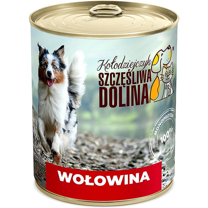 Szczęśliwa Dolina Wołowina 100% 850g karma mokra