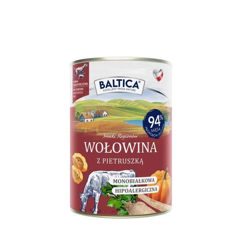 Baltica Smaki Regionów monoproteinowa, mokra karma dla psa, wołowina z pietruszką 400g