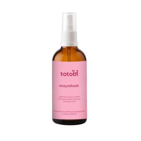 Totobi Enzymfresh Strawberry Kiss🍓- Enzymatyczny odświeżacz do pyszczka dla psa i kota o smaku truskawkowym, 100 ml