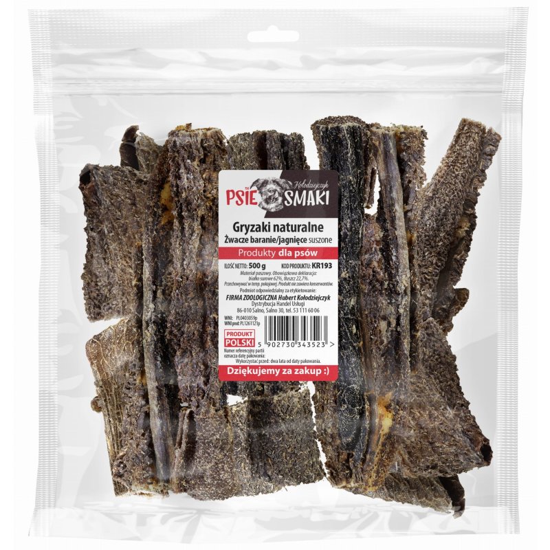 Żwacze Baranie suszone 500g | 5-10cm