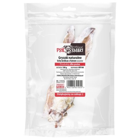 Ucho Królicze z Futrem suszone 100g