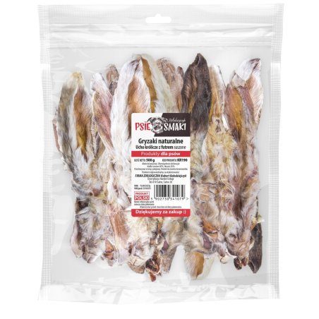 Ucho Królicze z Futrem suszone 500g