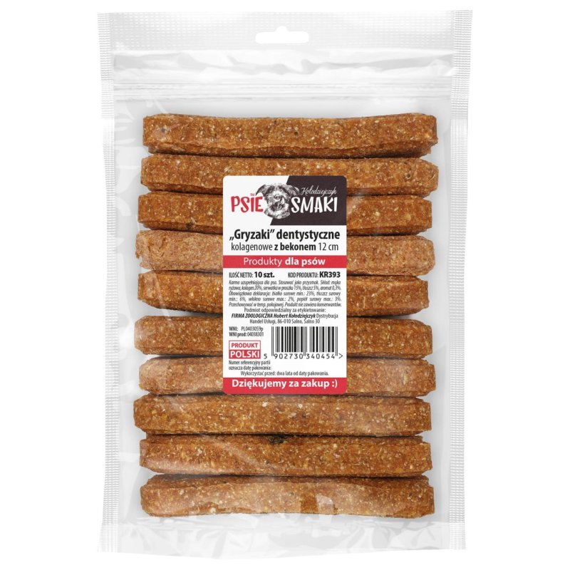 Kość Prasowana Kolagenowa 12CM z Bekonem 10SZT