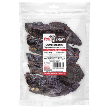 Wątroba wieprzowa suszona naturalny przysmak dla psa 500g